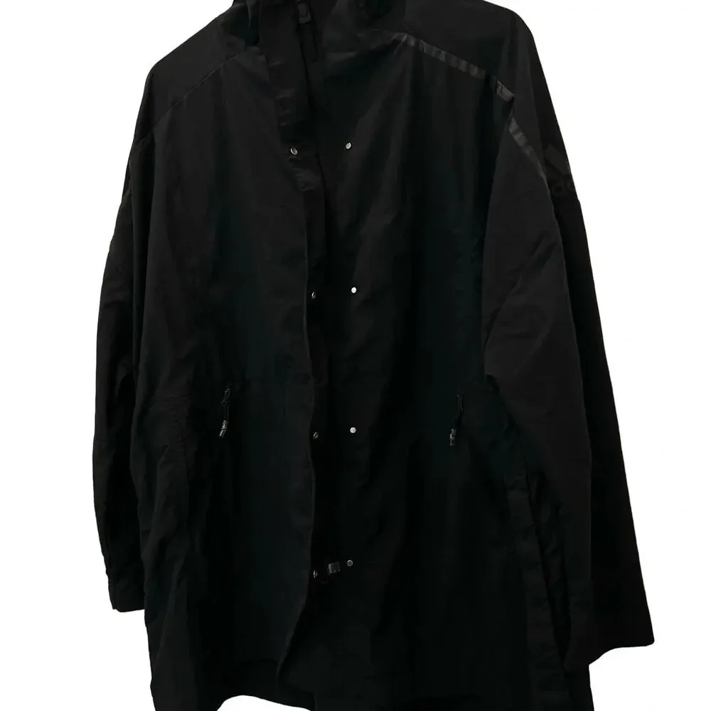 Adidas Jacket Womens Medium Black Hooded Windbreaker Full Zip Water Resistant